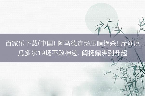百家乐下载(中国) 阿马德连场压哨绝杀! 斥逐厄瓜多尔19场不败神迹， 阐扬鼎沸到升起